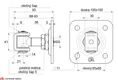 COMBI ARIALDO záves M20 s platňou 100 x 100 mm, otvárateľný 90°, nastaviteľný 1D, čiastočne pozinkovaný - slide 1