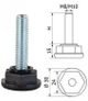 ø-30mm; M10x25mm; H-25mm, Bezkĺbová plastová nivelačná nožička; závitovo-nastavitelná.
