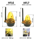 Oranžové výstražné LED svetlo s anténou, 12/24/230V, AC/DC, držiak pre bočné uchytenie, rozmer ø76x125mm, vyššia svietivosť 739 lux - slide 1