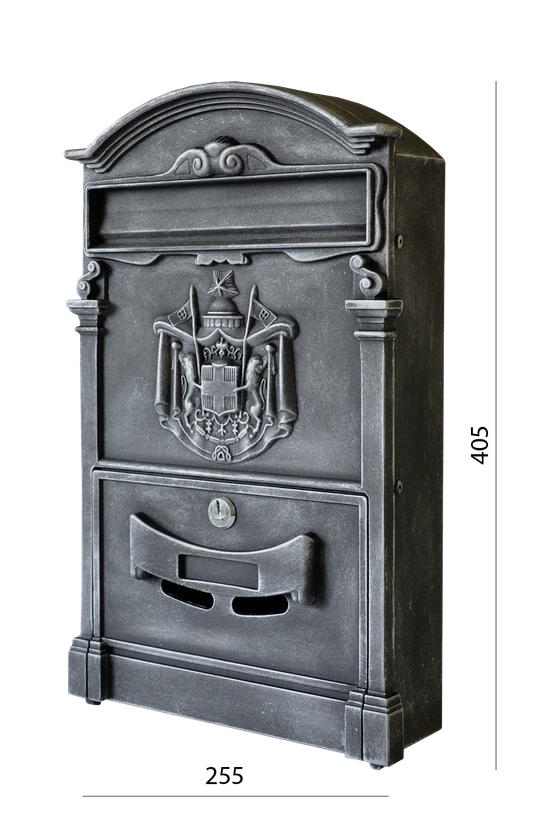 schránka poštová, 255x405x90mm, strieborná patina