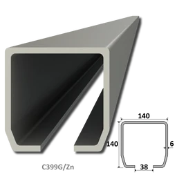C profil GRANDE (140x140x6mm) Combi Arialdo pozinkovaný, pre samonosný systém, dĺžka 1, 2, 3, 4, 5 alebo 6m, cena za KUS.