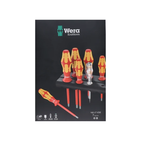 Sada profi elektrikárskych skrutkovačov, výrobca WERA, 0,4x2,5x80mm; 0,6x3,5x100mm; 0,8x4x100mm; 1x5,5x125mm; PH1x80mm; PH2x100mm; tester 0.5x3x70mm
