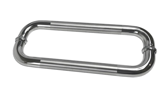 nerezové madlo na dvere (325mm / ø 25mm), na sklo 8-12mm, leštená / brúsená nerez K320 /AISI304