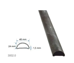 Madlová tyč dutá 48x24x1,5mm, vzor hladký, dĺžka 3 alebo 6 m, cena za KUS