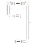 nerezové madlo na dvere (460mm / ø19mm), na sklo 8-12mm, brúsená nerez K320 /AISI304 - slide 2