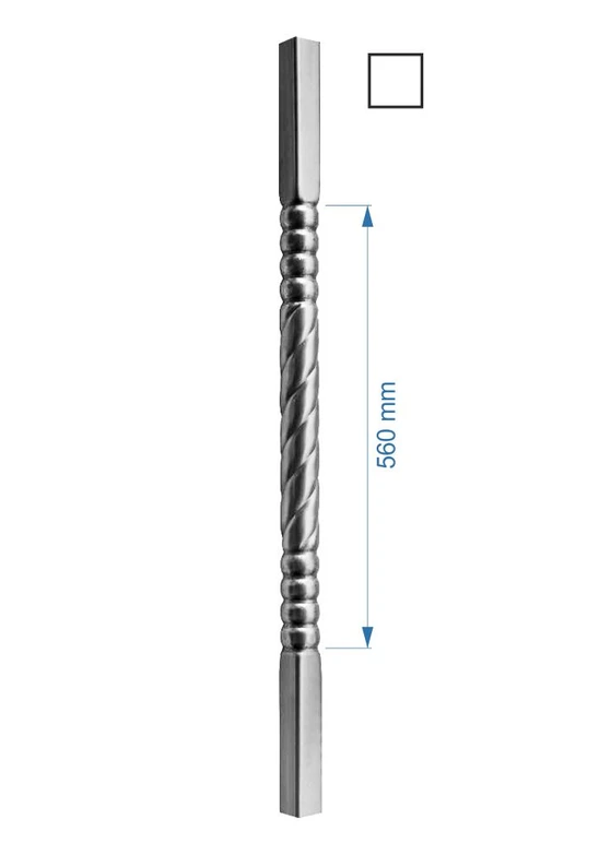 tyč-rúrková H-1000mm so štvorcovou zakladňou 25x25mm, stena 1mm