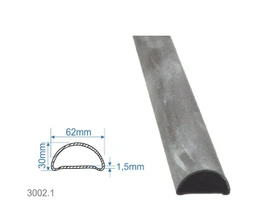 Madlová tyč dutá 62x30x1,5mm, vzor hladký,  dĺžka 3 alebo 6m, cena za KUS