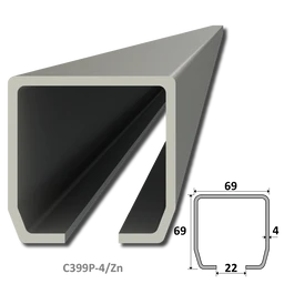 C profil PICOLLO (69x69x4mm) Combi Arialdo pozinkovaný, pre samonosný systém, voliteľná dĺžka 1, 2, 3, 4, 5 alebo 6m. Cena za KUS.
