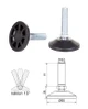 ø-50mm; M12x40mm; H-40mm, čierna, kĺbová plastová nivelačná nožička; závitovo-nastavitelná.