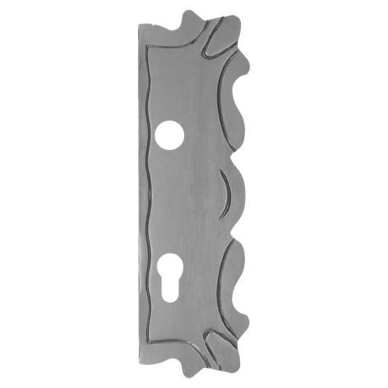 Štít 295x90x4mm s otvormi, otvor pre kľučku ø 20mm, zdobený, pravý, pre zámok ZM90/40H