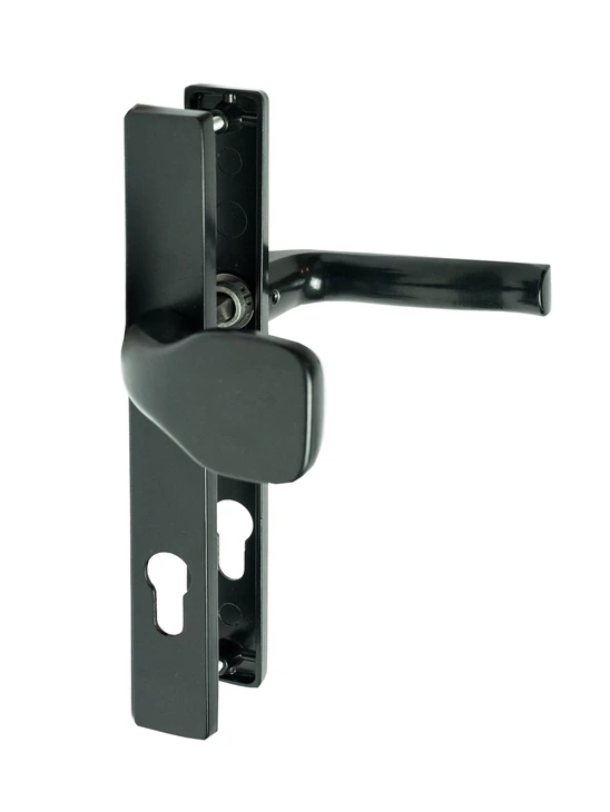 kľučka Al, s pevnou guľou, rozmer štítu 239x31mm, rozteč A-90mm, B-67mm, úprava RAL 9005, s otvorom pre stavebnú vložku,ľavá alebo pravá možnosť osadenia, pár