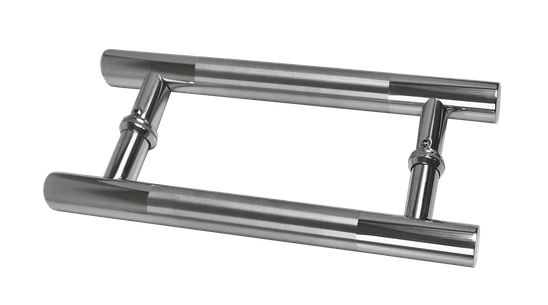 nerezové madlo na dvere (296mm / ø 25mm), na sklo 8-12mm, leštená / brúsená nerez K320 /AISI304