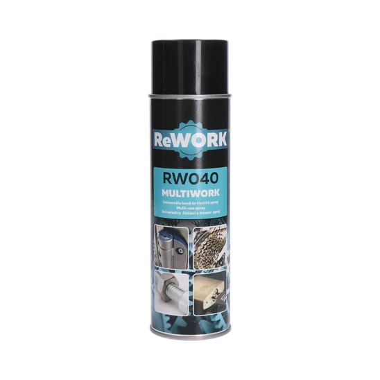 Multiwork sprej 500ml odstraňuje pozostatky oleja, prach, zapečené mazivá, nálepky, zvyšky lepiacich pások, zabraňuje korózii.Ochrání povrch kovov od hrdze.