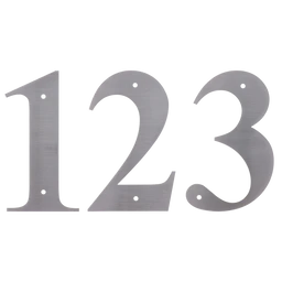 Číslo domové 0-9, (156x1.5mm), s dierami, brúsená nerez K320 / AISI 304