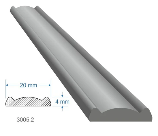 Pásovina plochá B 20x4x3000 mm s oblúčikom, mäkká, cena za KUS (3m)