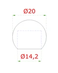guľa koncová ø 20mm na trubku ø 14mm (otvor ø 14.2mm), leštená nerez /AISI304 - slide 1