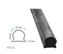 Madlová tyč dutá 57x54x1,5mm, vzor kôra,  dĺžka 3 alebo 6m, cena za KUS