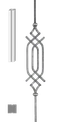 Tyč 900mm, profil 12x12mm, ornament 510x140mm, nitovaný 12x6mm