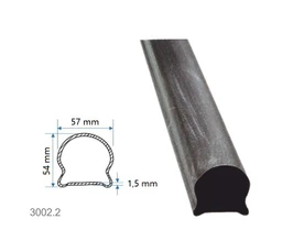 Madlová tyč dutá 57x54x1,5mm, vzor hladký,  dĺžka 3 alebo 6m, cena za KUS